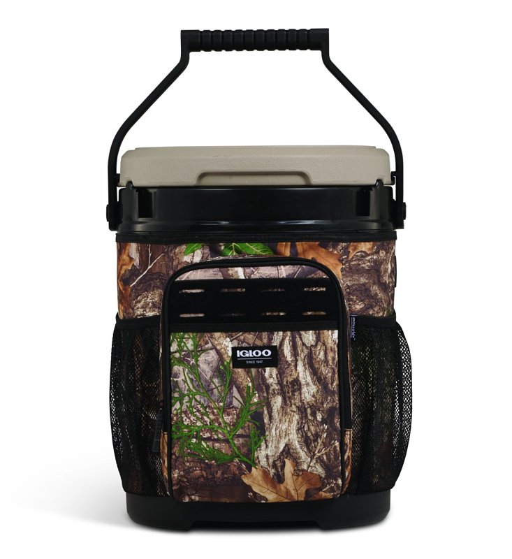 Igloo 00063550 Cooler Bucket, 14.96 in W, 14.96 in D, 17.32 in H, 20 qt Capacity, Polyester, Realtree Edge Body