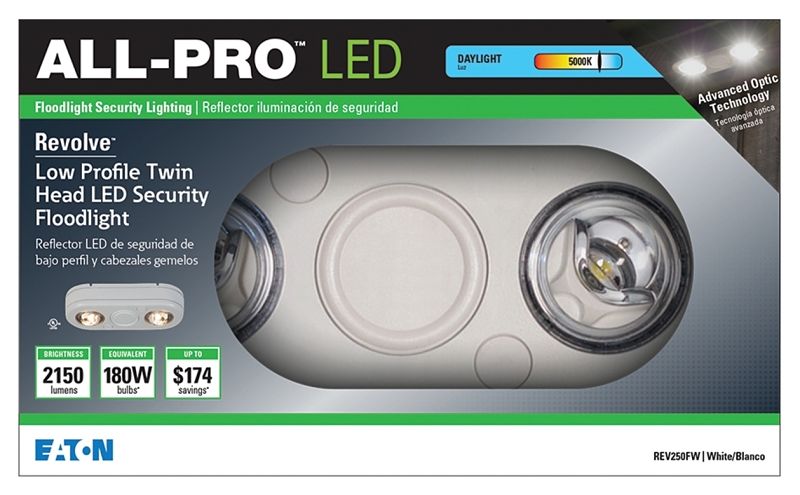 Eaton Lighting All Pro REVOLVE REV250FW Flood Light 120 V 26.7 W LED Lamp 2150 Lumens 5000 K Color Temp