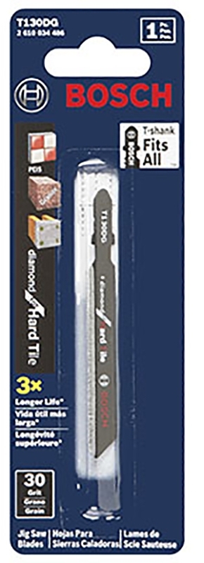 Bosch T130DG Jig Saw Blade, 3-1/4 in L, 30 TPI, Diamond Cutting Edge