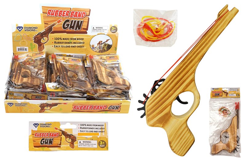 Diamond Visions TM-0858 Rubber Band Gun Toy, Wood, Pack of 24