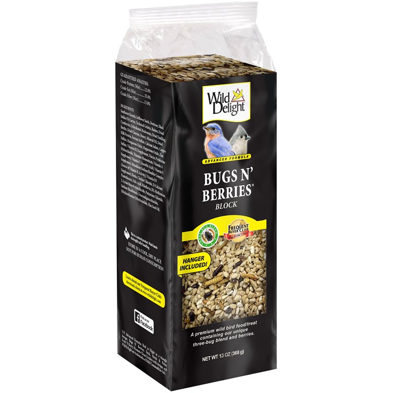 Wild Delight Bugs N' Berries 388310 Safflower Seed Wild Bird Food, 12 oz Block
