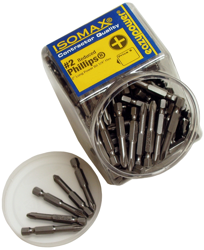 Eazypower 003385 Reduced Insert Bit, #2 Drive, Phillips Drive, 1/4 in Shank, Hex Shank, 2 in L, Chrome Vanadium Steel