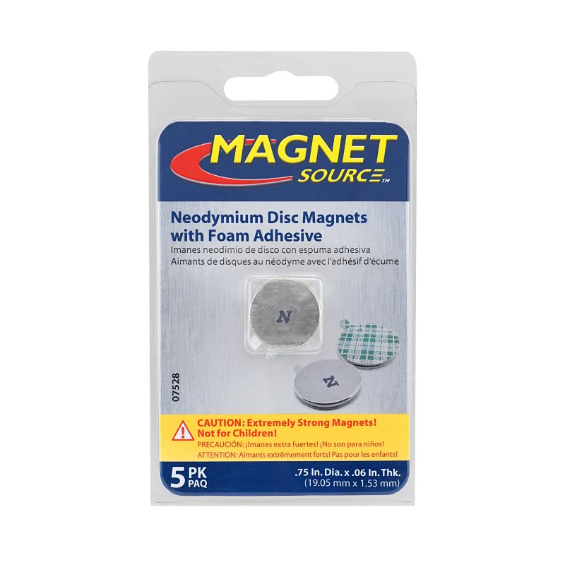 Magnet Source 07528 Magnetic Disc with Foam Adhesive, 3/4 in Dia
