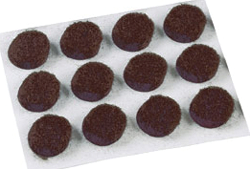 Shepherd Hardware 9958 Self-Adhesive Furniture Pad, Felt, Brown, 1/2 in Dia, 3 mm Thick, Round