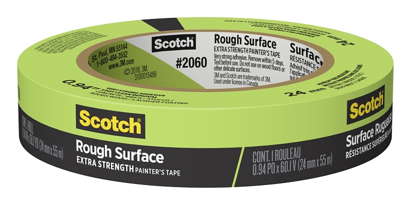 ScotchBlue 2060-24AP Painter's Tape, 60.1 yd L, 0.94 in W, 6.6 mil Thick, Paper Backing, Green