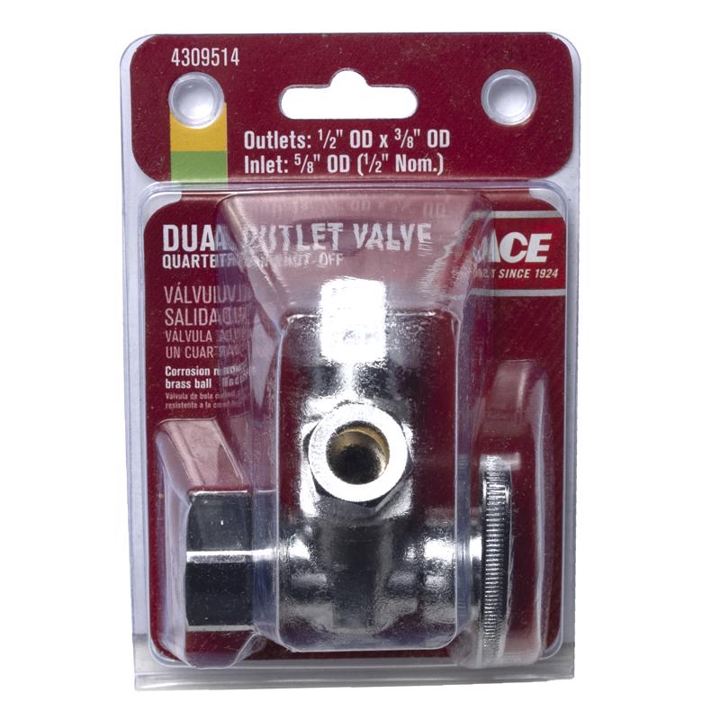 Ace 1/2 in. FPT X 1/2 in. FPT Brass Dual Shut-Off Valve