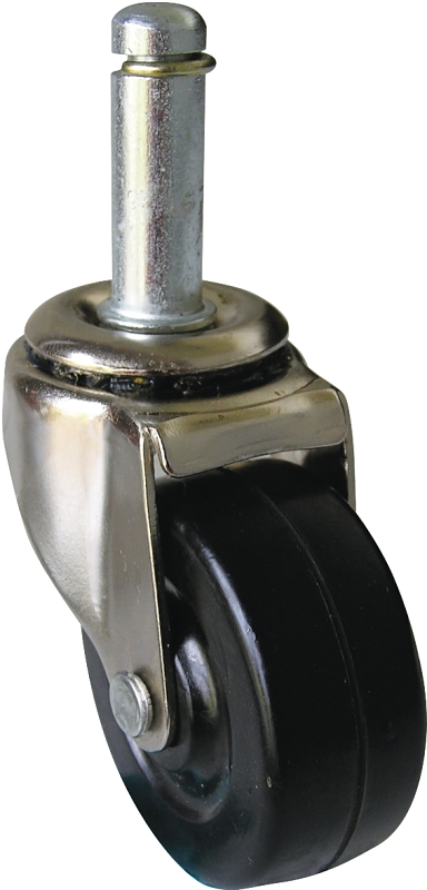 Shepherd Hardware 9193 Friction Caster, 2 in Dia Wheel, 7/8 in W Wheel, Rubber Wheel, Black, 80 lb