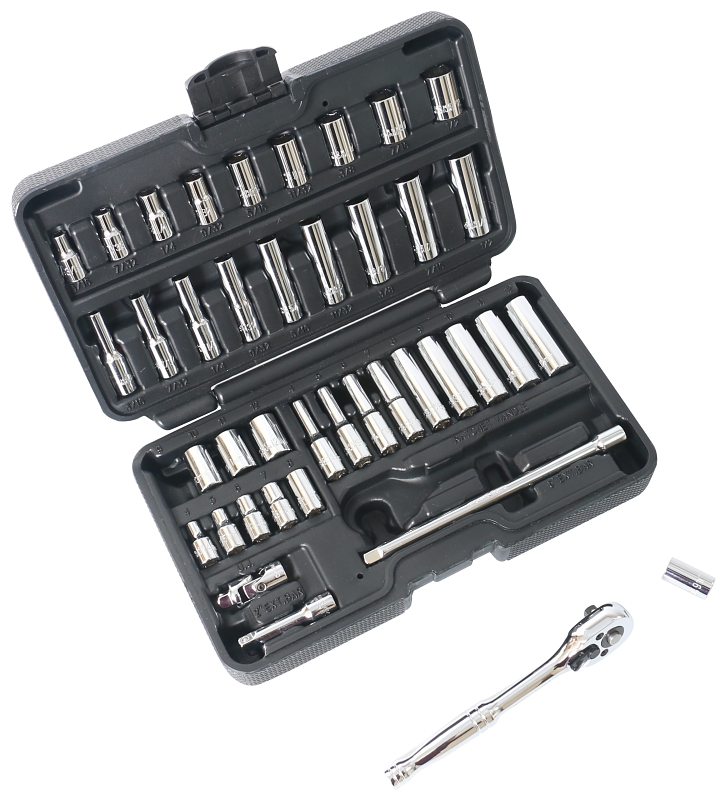 Vulcan TS-402-1/4SA/ME Socket Set, Chrome Vanadium Steel