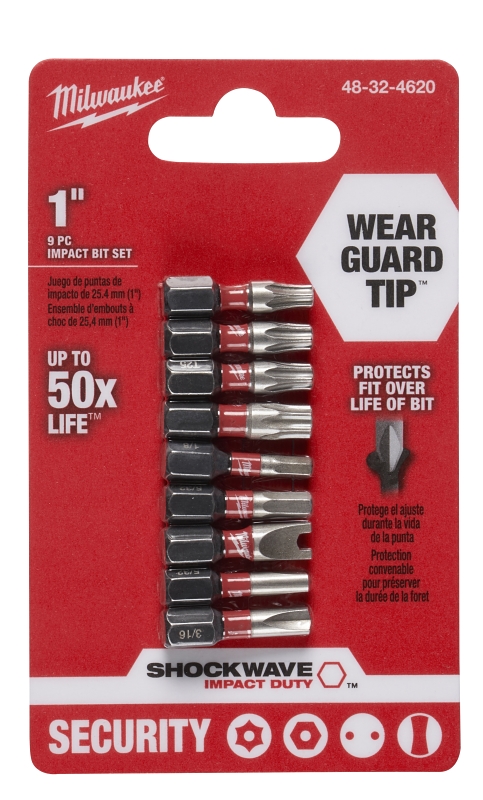 Milwaukee SHOCKWAVE 48-32-4620 Impact-Duty Security Insert Bit Set, 9-Piece, Steel, Black/Silver, Black Phosphate