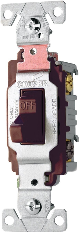 Eaton Wiring Devices CS320B Series Toggle Switch, Brown, 20 A, 120/277 V, 3-Position, Screw Terminal