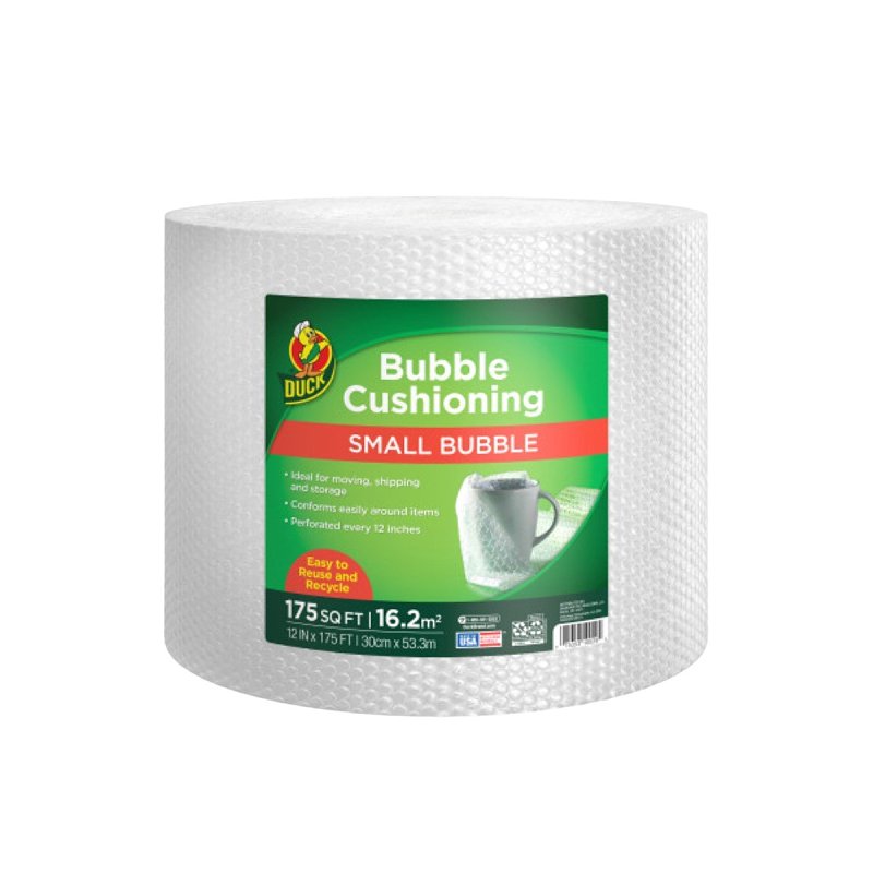 Duck 286686 Bubble Wrap, 175 ft L, 12 in W, Polyethylene, Clear