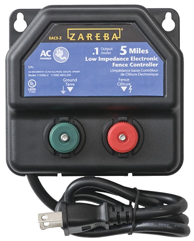 Zareba EA5M-Z Electric Fence Charger, 0.1 J Output Energy, 110/120 V, 5, 2.5, 1.25 mile Fence Distance