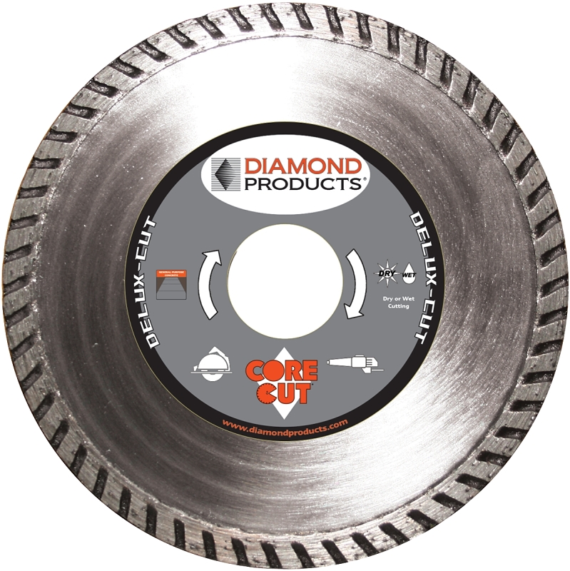 Diamond Products 21163 Circular Blade, 7 in Dia, 7/8 in Arbor, Diamond Cutting Edge, Turbo Rim
