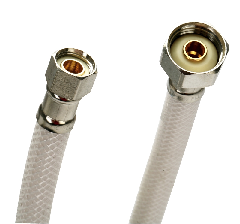 Fluidmaster B1FV16 Water Supply Connector, 3/8 in Inlet, Compression Inlet, 1/2 in Outlet, FIP Outlet, Vinyl Tubing