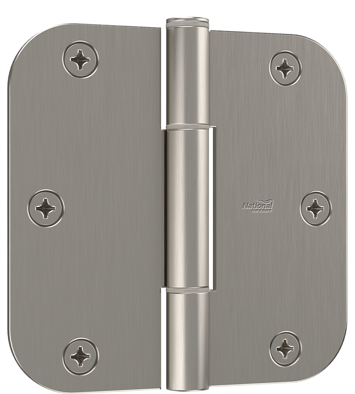 National Hardware Squeak Guard Series N830-449 Door Hinge, Steel, Satin Nickel, Removable Pin, Screw Mounting, 50 lb