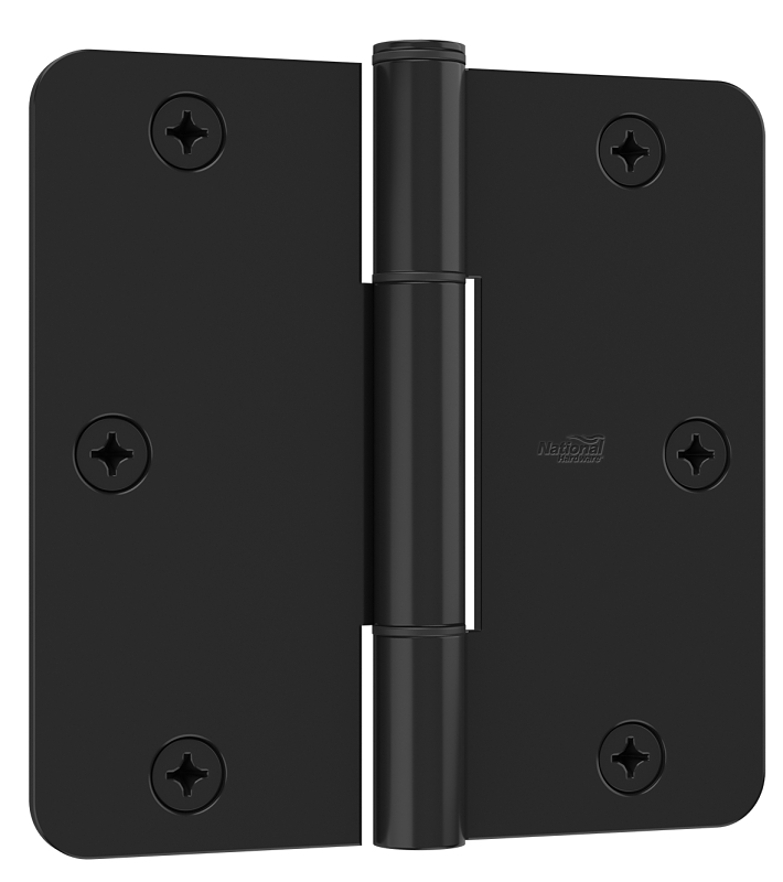 National Hardware Squeak Guard Series N830-446 Door Hinge, Steel, Matte Black, Removable Pin, Screw Mounting, 50 lb