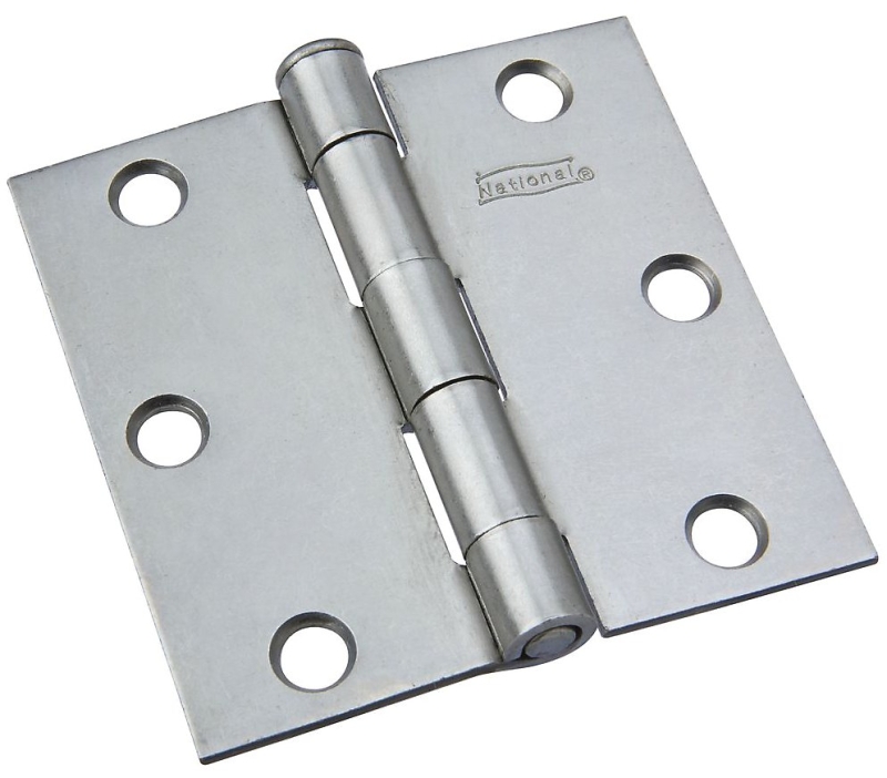 National Hardware N139-808 Broad Hinge, 3 in W Frame Leaf, 0.088 in Thick Frame Leaf, Steel, Loose, Removable Pin, 50 lb