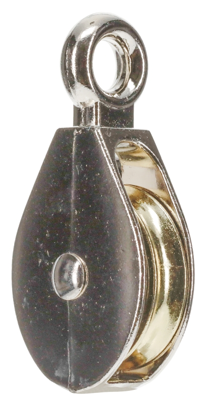 National Hardware N100-335 Pulley, 15/32 in Rope, 125 lb Working Load, 15/32 in L x 1-15/16 in H Sheave, Nickel-Plated