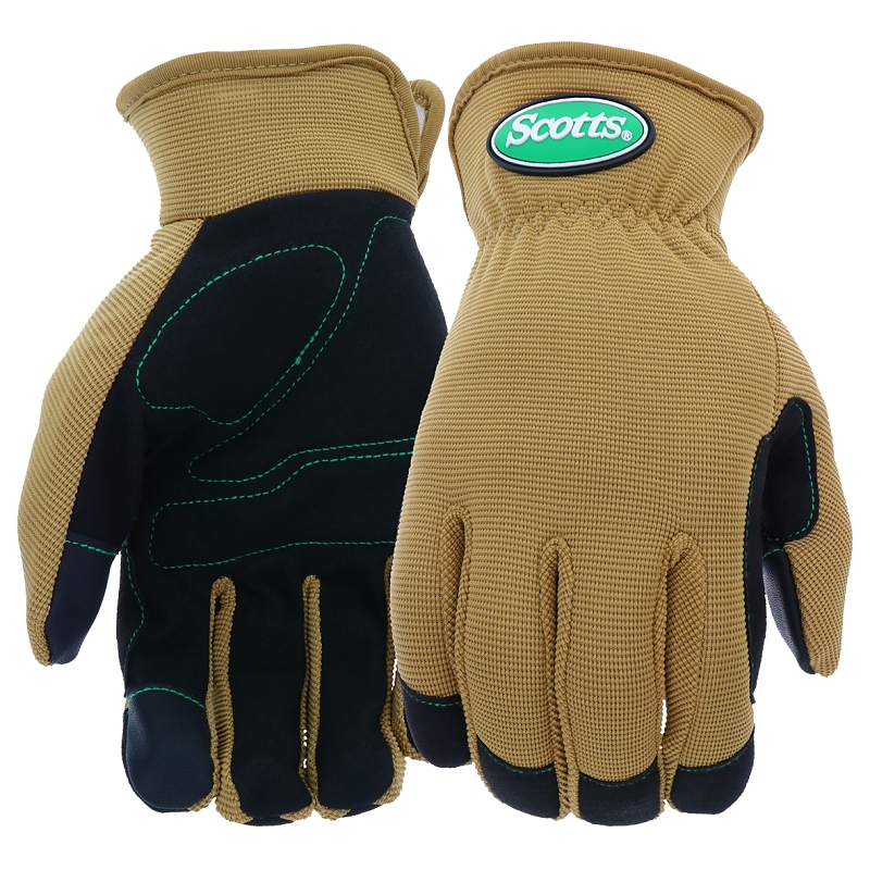 Scott's SC86111-M Multi-Purpose Palm Protection Work Gloves, Men's, M, Reinforced Thumb, Shirred Elastic Cuff, Brown