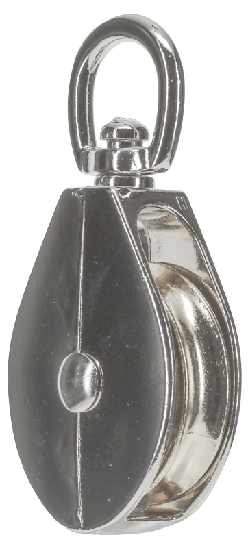 National Hardware N100-296 Pulley, 1/2 in Rope, 55 lb Working Load, 1/2 in L x 1-15/16 in H Sheave, Nickel-Plated