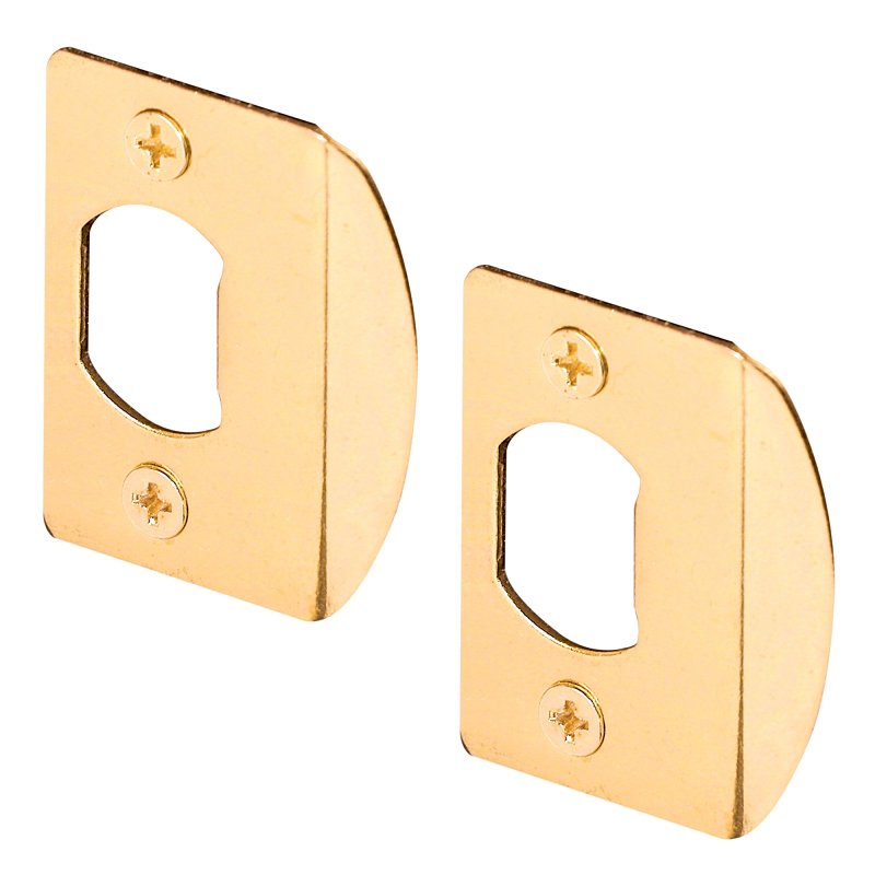 Defender Security E 2232 Latch Strike Plate, 2-1/4 in L, 1-7/16 in W, Steel, Brass