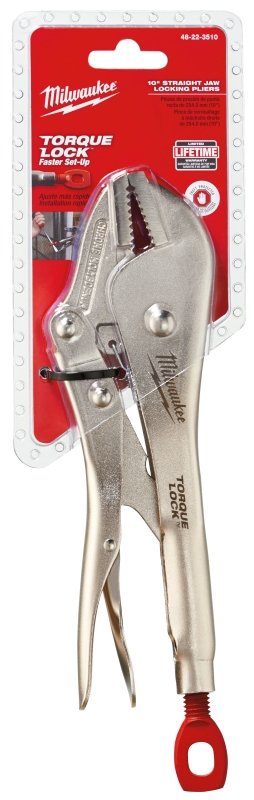 Milwaukee Torque Lock 48-22-3510 Locking Plier, 10 in OAL, 1-3/4 in Jaw Opening, Red Handle, Ergonomic Handle