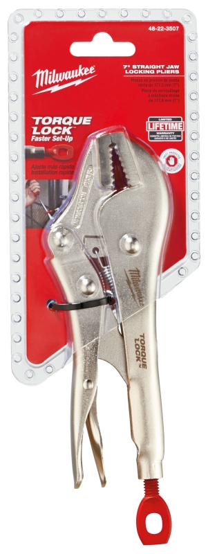 Milwaukee Torque Lock 48-22-3507 Locking Plier, 7 in OAL, 1-3/4 in Jaw Opening, Cushion Grip Handle, 5/8 in W Jaw