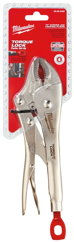 Milwaukee Torque Lock 48-22-3420 Locking Plier, 10 in OAL, 2 in Jaw Opening, Red/Silver Handle, Comfort Grip Handle