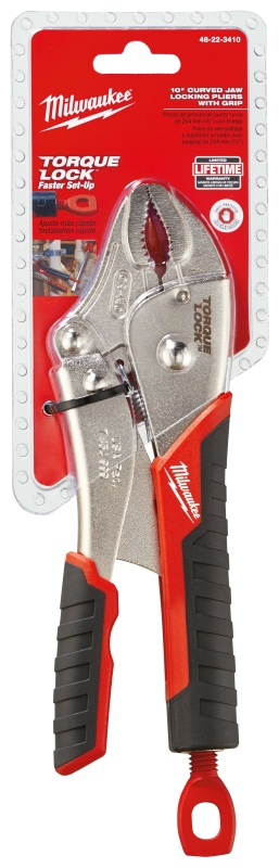 Milwaukee Torque Lock 48-22-3410 Locking Plier, 10 in OAL, 2 in Jaw Opening, Black/Red Handle, Comfort Grip Handle