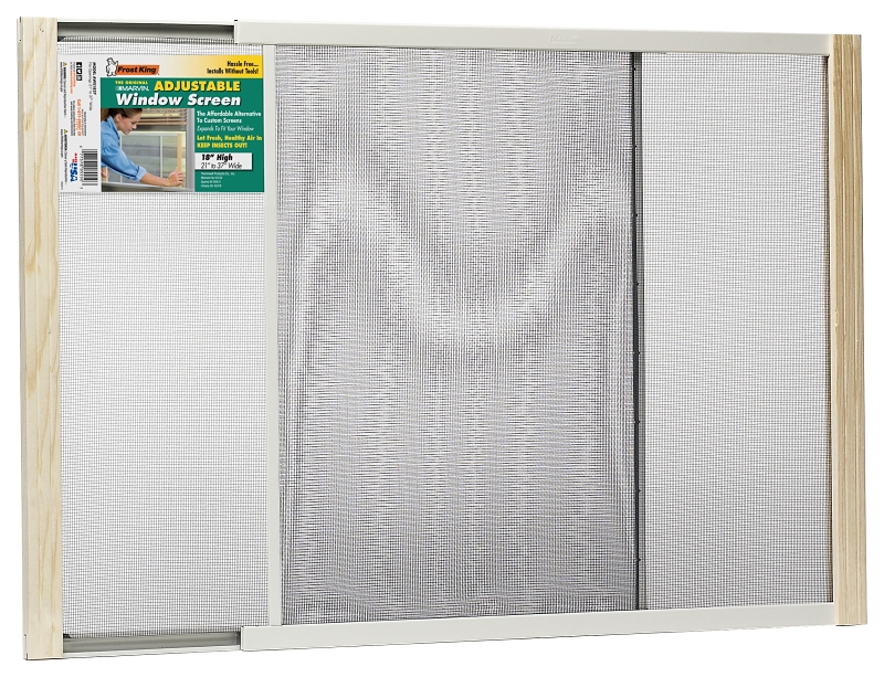 Frost King W.B. Marvin AWS1837 Window Screen, 18 in L, 21 to 37 in W, Aluminum, Steel/Tan