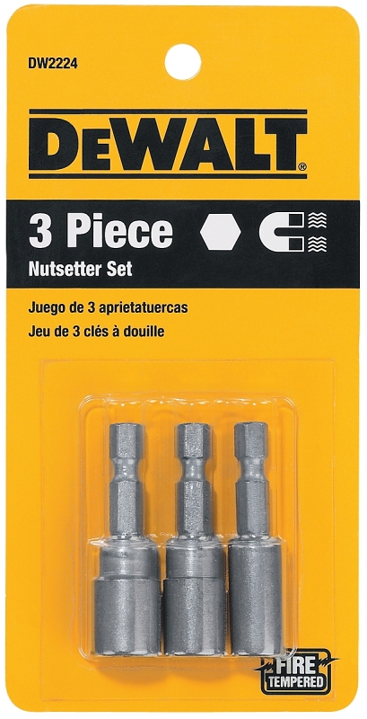 DEWALT DW2224 Magnetic Nut Driver Set, 3-Piece, Steel, Silver, Zinc Phosphate