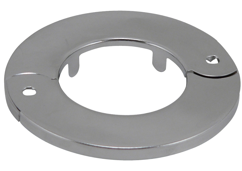 Plumb Pak PP857-17 Hinged Split Floor and Ceiling Plate, 3 in OD, For: 1-1/4 in Iron Pipes, Metal, Chrome