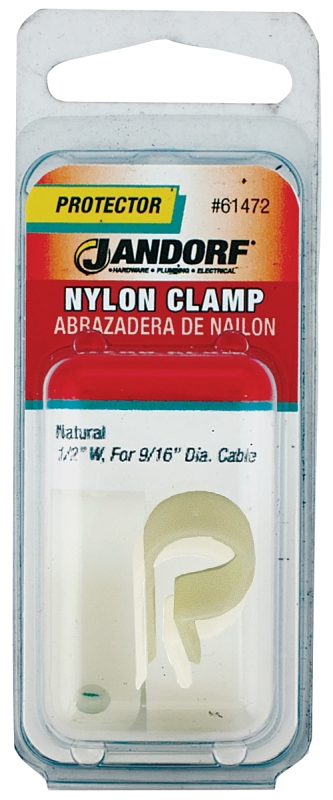 JANDORF 61472 Cable Clamp, 9/16 in Max Bundle Dia, Nylon, Natural