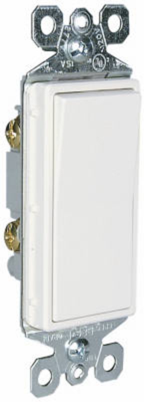 Pass & Seymour radiant TM870WCP6 Paddle Switch, 15 A, 120/277 VAC, SPST, Push Wire, Side Wire Terminal, White