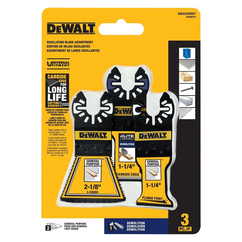 DEWALT DWA423RSET Oscillating Remodeling Assortment, 1-1/4 in, Carbide