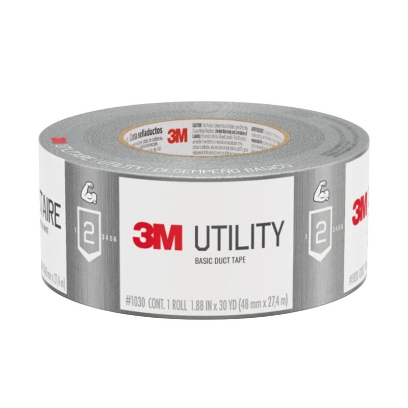 3M 1030 Electricians Duct Tape, Basic Utility, 55 yd L, 1.88 in W, Cloth Scrim/Polyethylene Backing, Gray