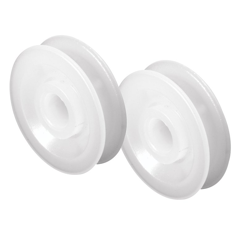 Prime-Line B 552 Door Roller, 1 in Dia Roller, 9/32 in W Roller, Nylon, White, 2-Roller, Bottom Mounting