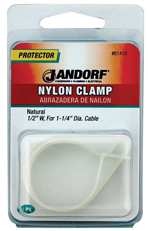 JANDORF 61458 Cable Clamp, 1-1/4 in Max Bundle Dia, Nylon, Natural