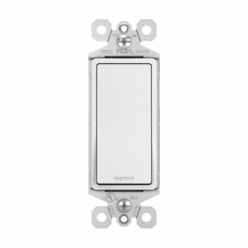 Pass & Seymour radiant TM873WAMCC4 Paddle Switch, 15 A, 120/277 V, Back Wire, Push Wire, Side Wire Terminal, White