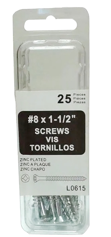 Amerimax L0615 Wood Screw, 1-1/2 in L, White, Zinc-Plated