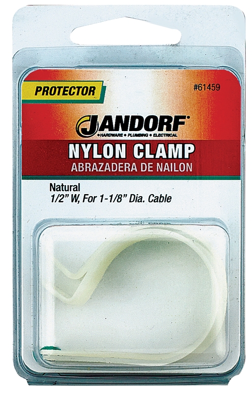 JANDORF 61459 Cable Clamp, 1-1/8 in Max Bundle Dia, Nylon, Natural