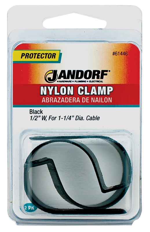 JANDORF 61446 Cable Clamp, 1-1/4 in Max Bundle Dia, Nylon, Black
