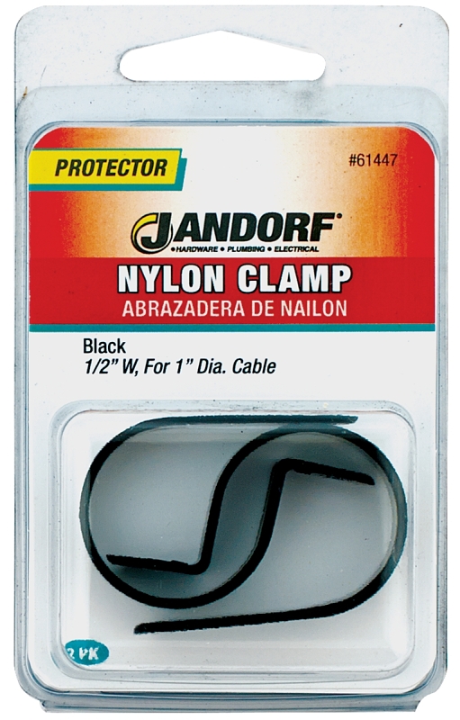 JANDORF 61447 Cable Clamp, 1 in Max Bundle Dia, Nylon, Black