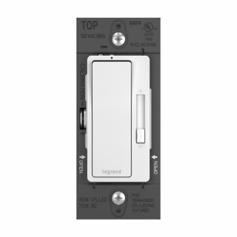 Legrand radiant Series RHCL453PWAMCC4 Dimmer with Microban, 120 V, 450 W, CFL, LED Lamp, 3-Way, White