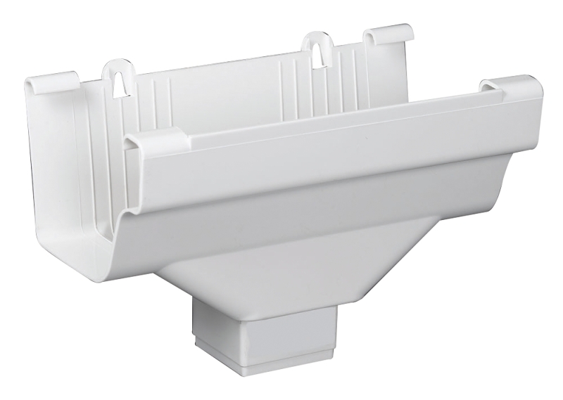 Amerimax M0706 Gutter End Outlet, 5 in Gutter, Vinyl, White