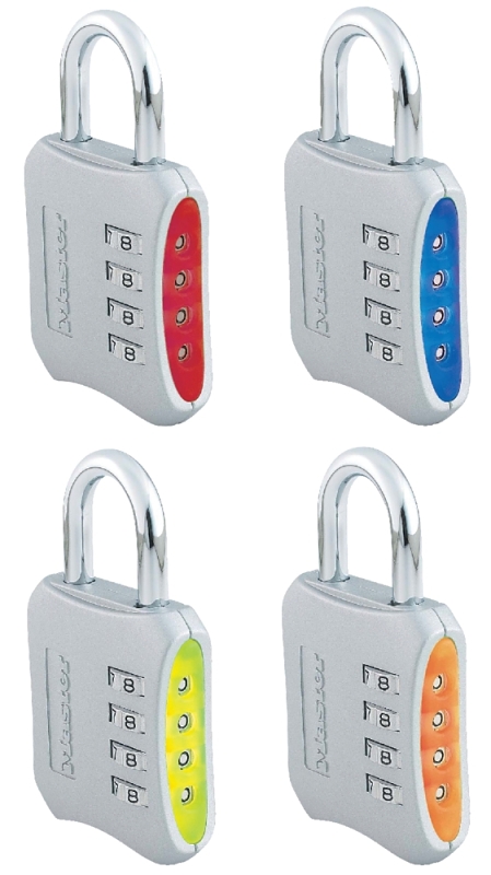 Master Lock 653D Padlock, Keyless/Non-Keyed Key, 1/4 in Dia Shackle, 15/16 in H Shackle, Steel Shackle, Steel Body