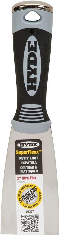 Hyde SuperFlexx 06257 Putty Knife, 2 in W Blade, Stainless Steel Blade, Comfort Grip Handle, Pack of 5