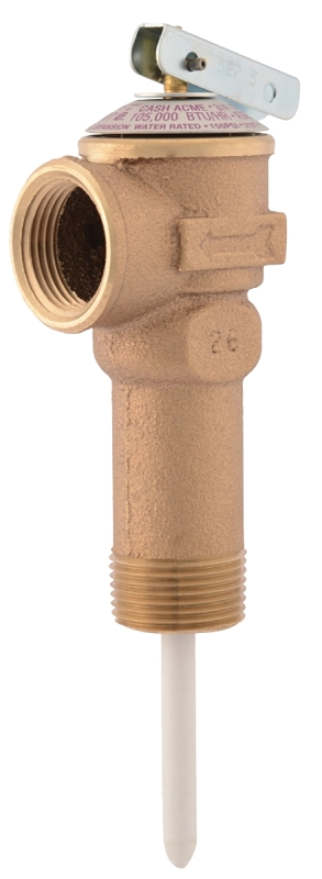 Cash Acme NCLX-LX Series 23577-0150 Relief Valve, 3/4 in, MNPT x FNPT, Thermal Actuator, Bronze Body