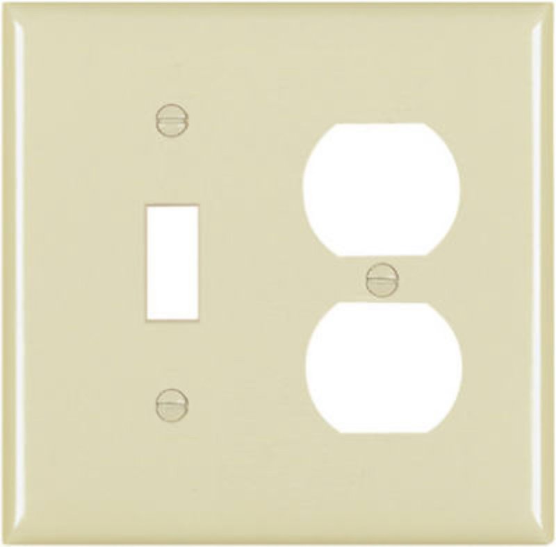 Pass & Seymour TradeMaster TP Series TP18-I Combination Wallplate, 4-3/4 in L, 4.68 in W, Standard, 2-Gang, Nylon