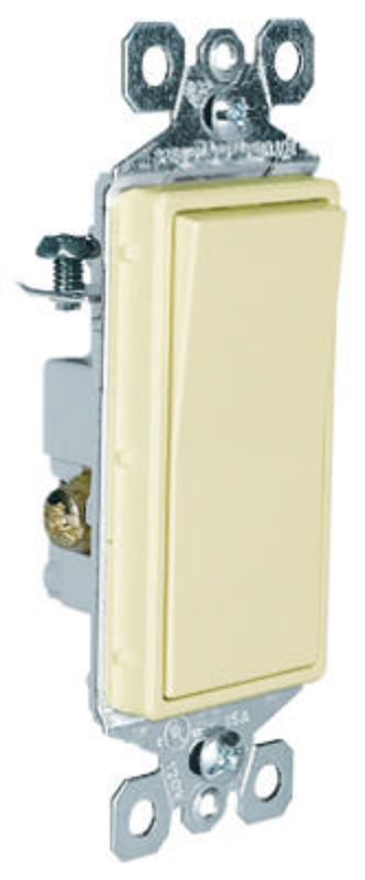 Pass & Seymour radiant TM873ICC10 Paddle Switch, 15 A, 120/277 VAC, Push Wire, Side Wire Terminal, Ivory